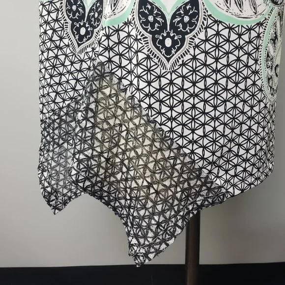 Valerie Stevens embellished top rhinestone stretch short sleeve asymmetr… - Picture 5 of 10